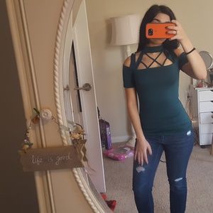 Green Choker Top/Blouse